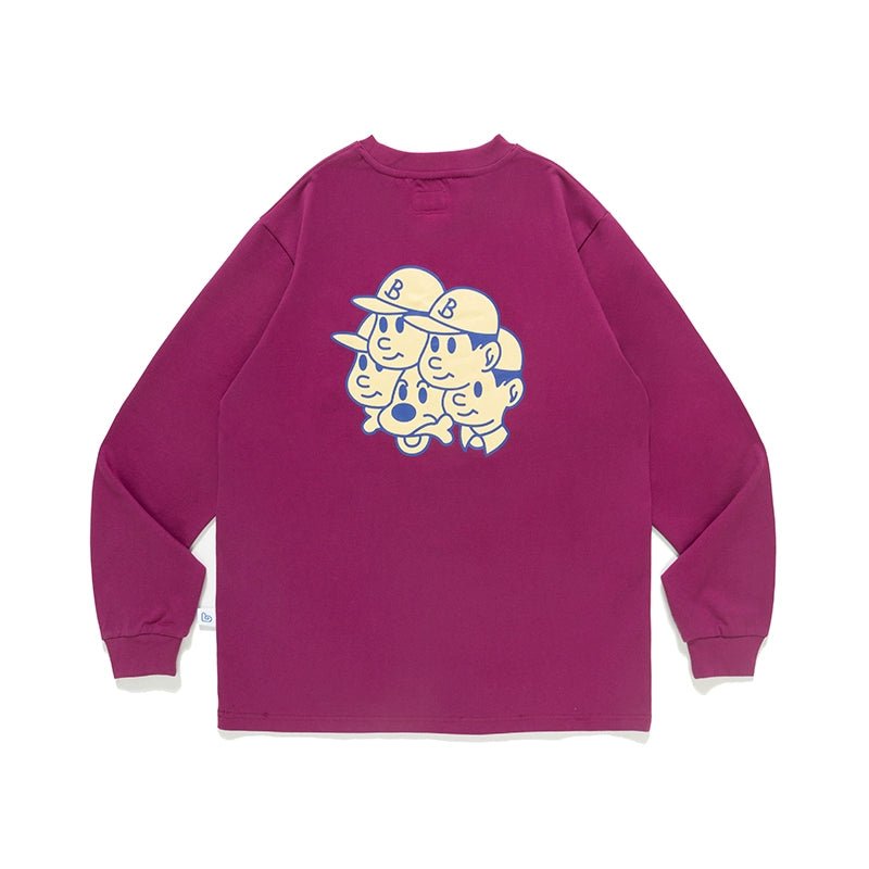 バックプリントクルーネック長袖Tシャツ B07121