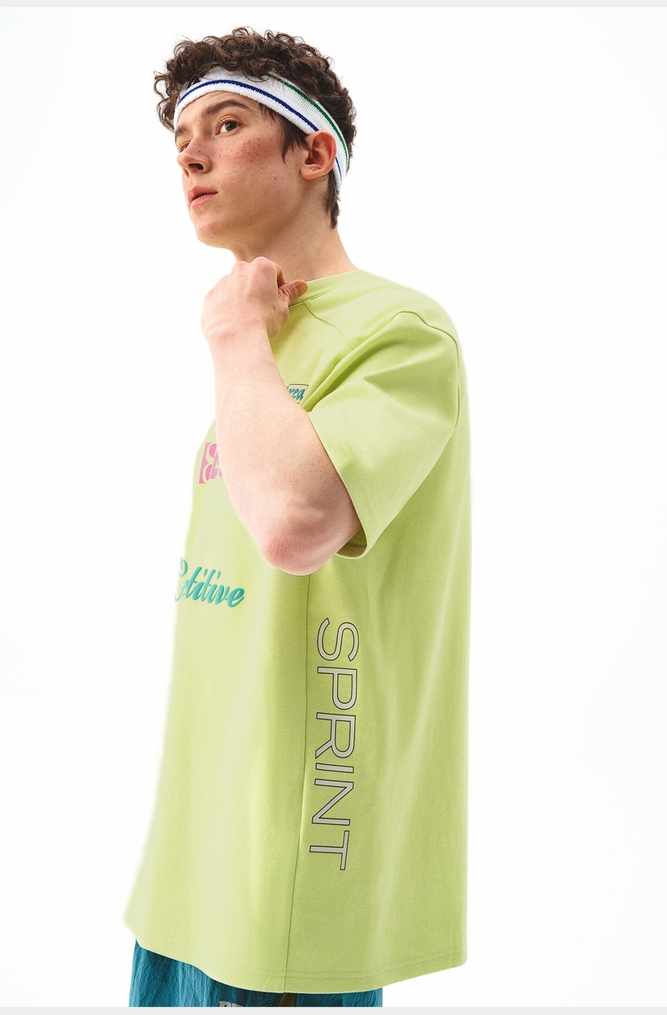 吸湿発散性コントラストレタープリントルーズ半袖Tシャツ N08175