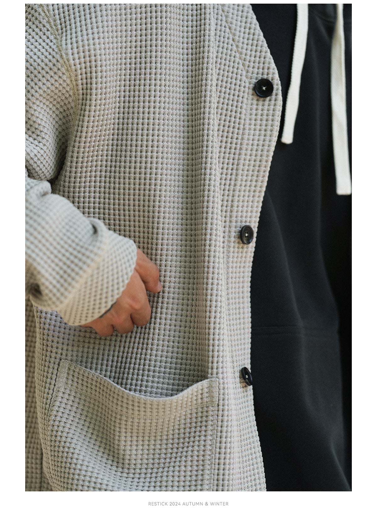 SOLOTEXワッフルニットカーディガンスウェットシャツ R110914