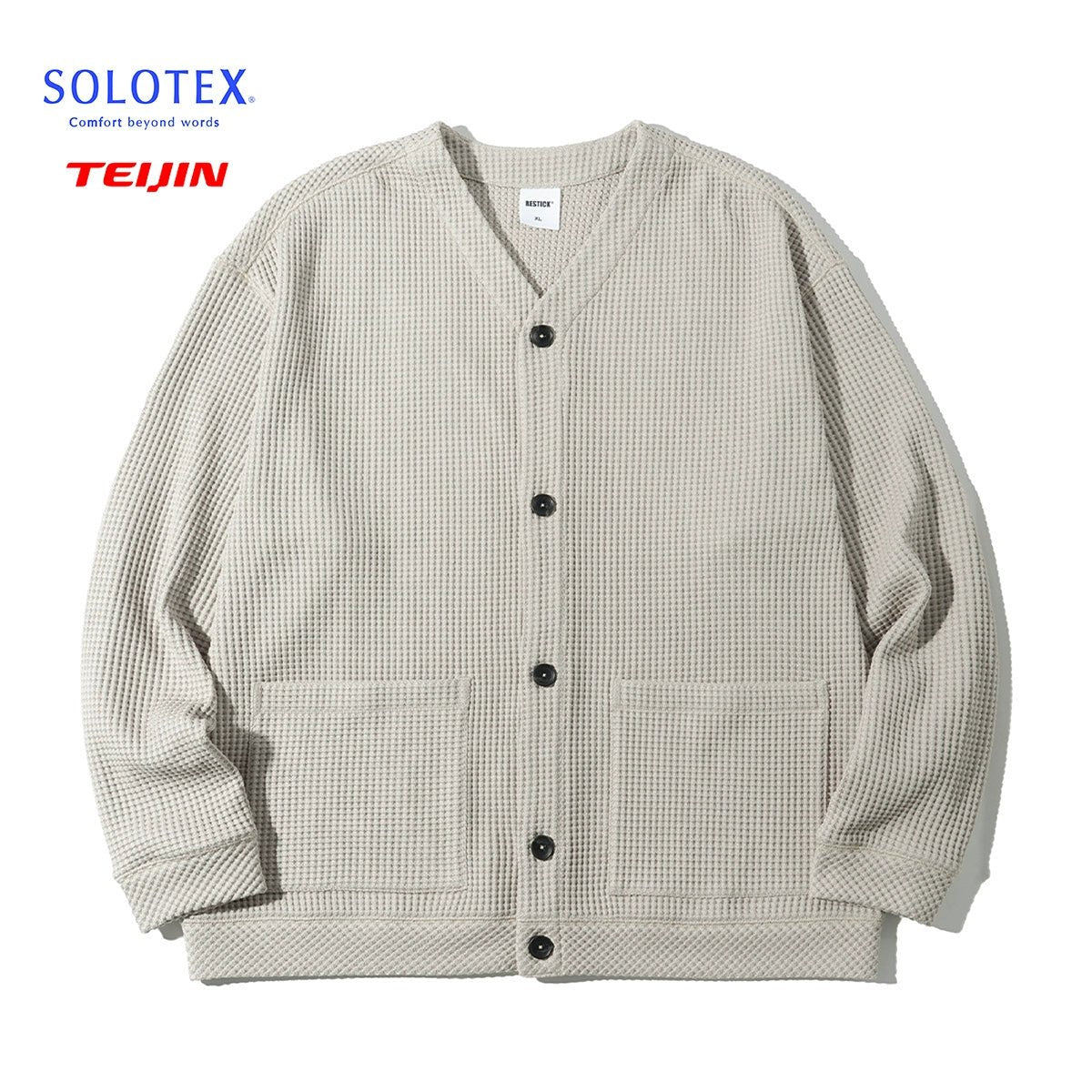 SOLOTEXワッフルニットカーディガンスウェットシャツ R110914