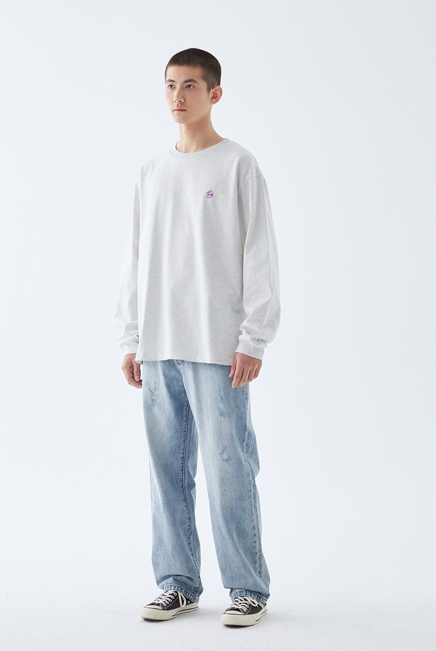 バックプリントクルーネック長袖Tシャツ B07121
