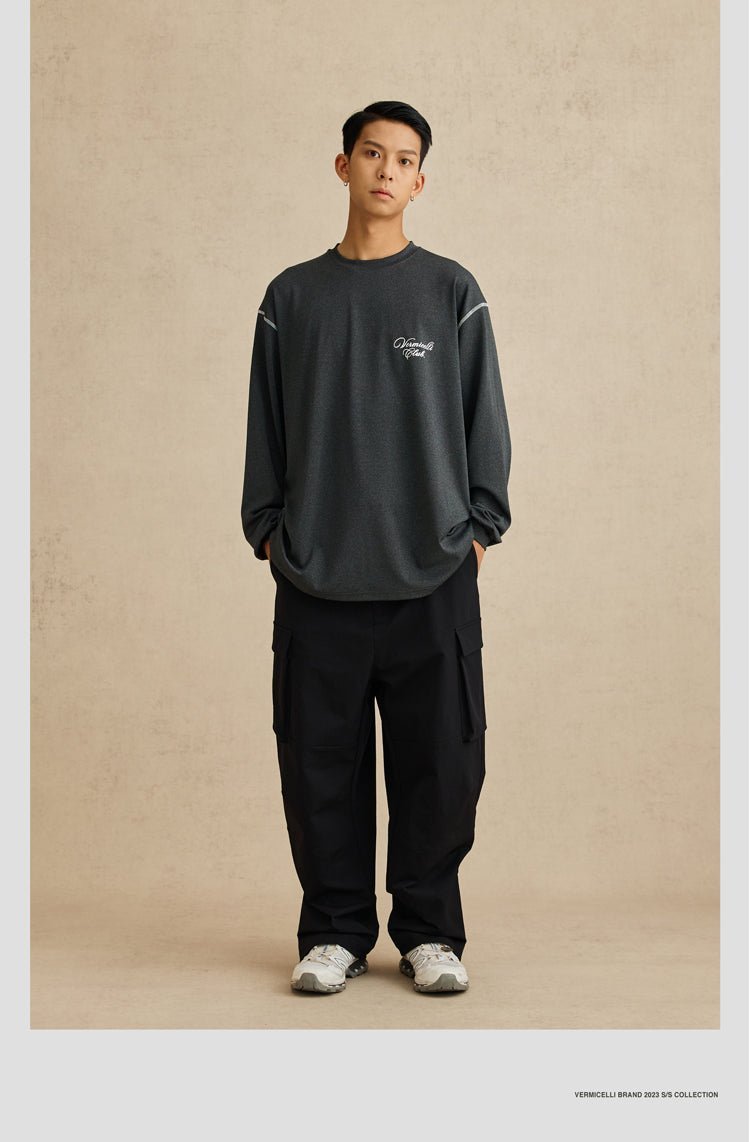SPORTS STYLE LOOSE-FITTING LONG-SLEEVED T-SHIRT V47885