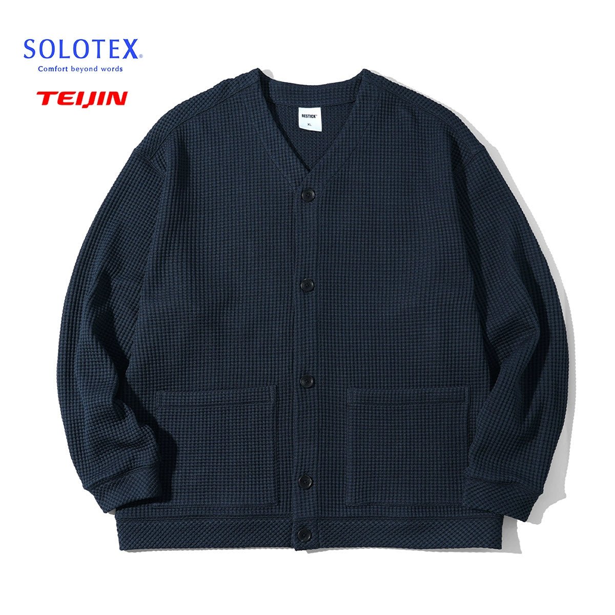 SOLOTEXワッフルニットカーディガンスウェットシャツ R110914