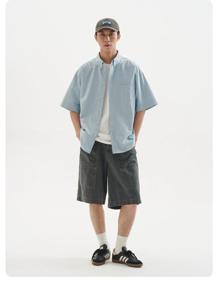 ルーズドロップショルダーシルエット半袖シャツ B050410