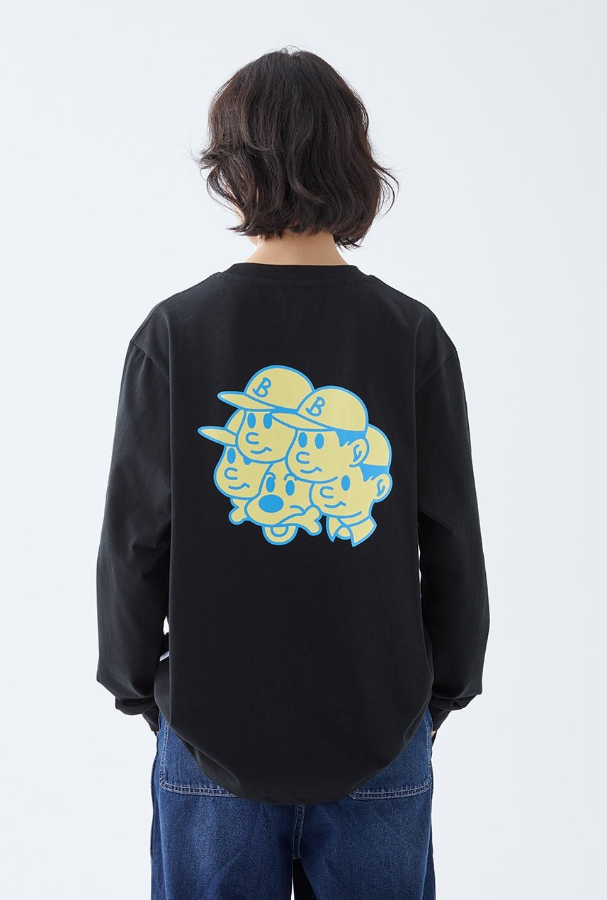 バックプリントクルーネック長袖Tシャツ B07121