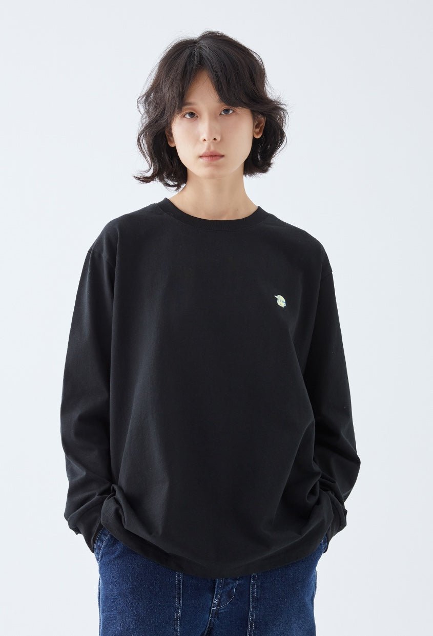 バックプリントクルーネック長袖Tシャツ B07121