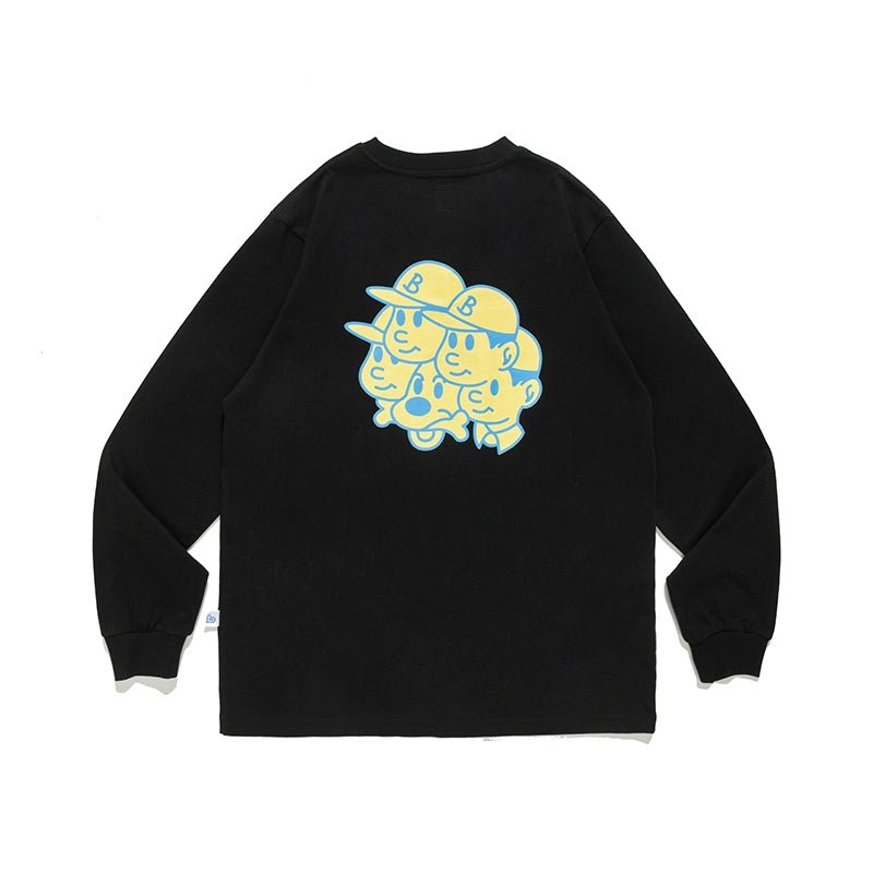 バックプリントクルーネック長袖Tシャツ B07121