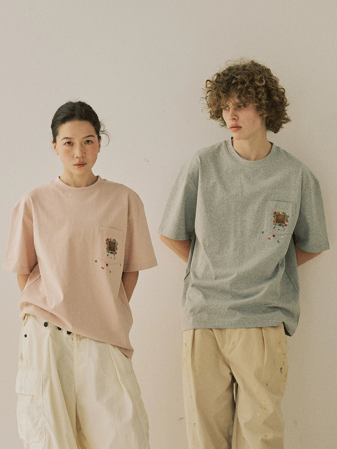 刺繍スモールポケットデザインTシャツ N051416