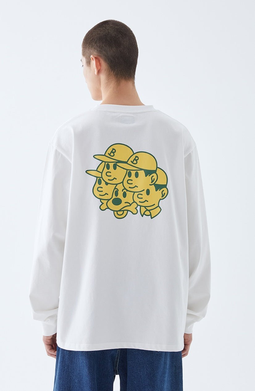 バックプリントクルーネック長袖Tシャツ B07121