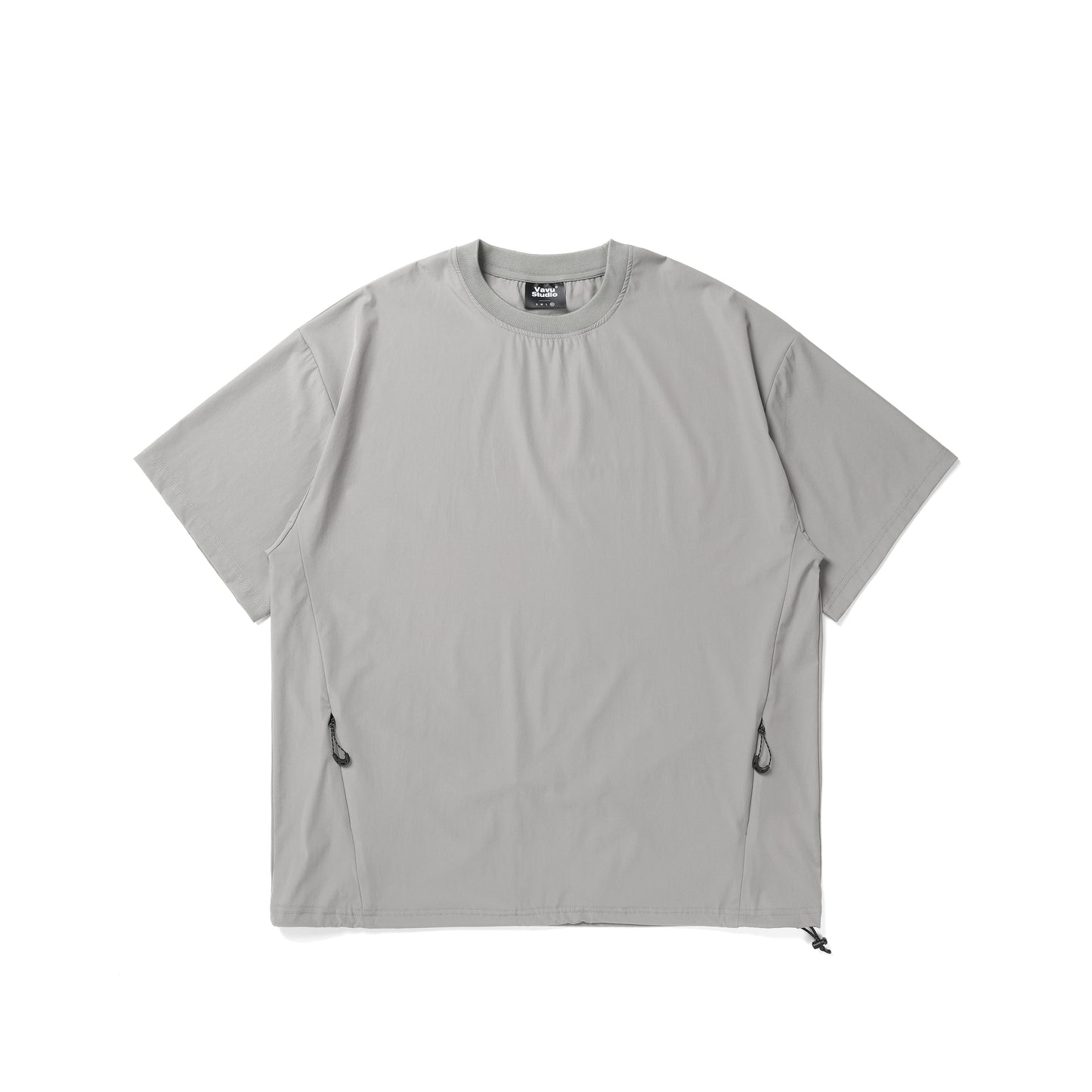 ジッパーポケット無地半袖メンズ夏防水クルーネックTシャツ V06019
