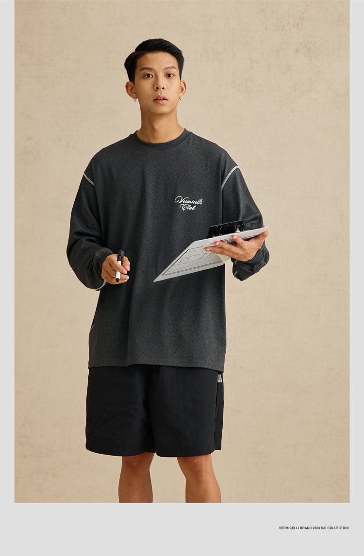 SPORTS STYLE LOOSE-FITTING LONG-SLEEVED T-SHIRT V47885