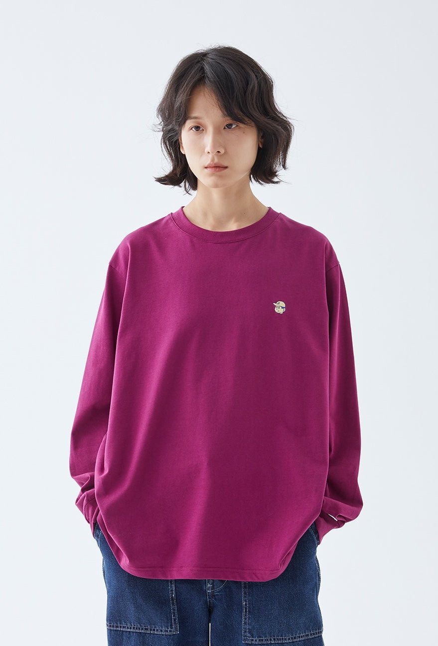 バックプリントクルーネック長袖Tシャツ B07121
