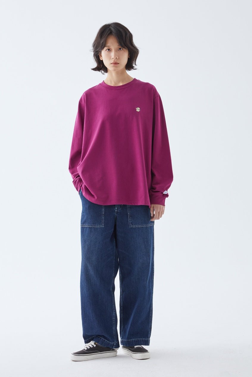 バックプリントクルーネック長袖Tシャツ B07121
