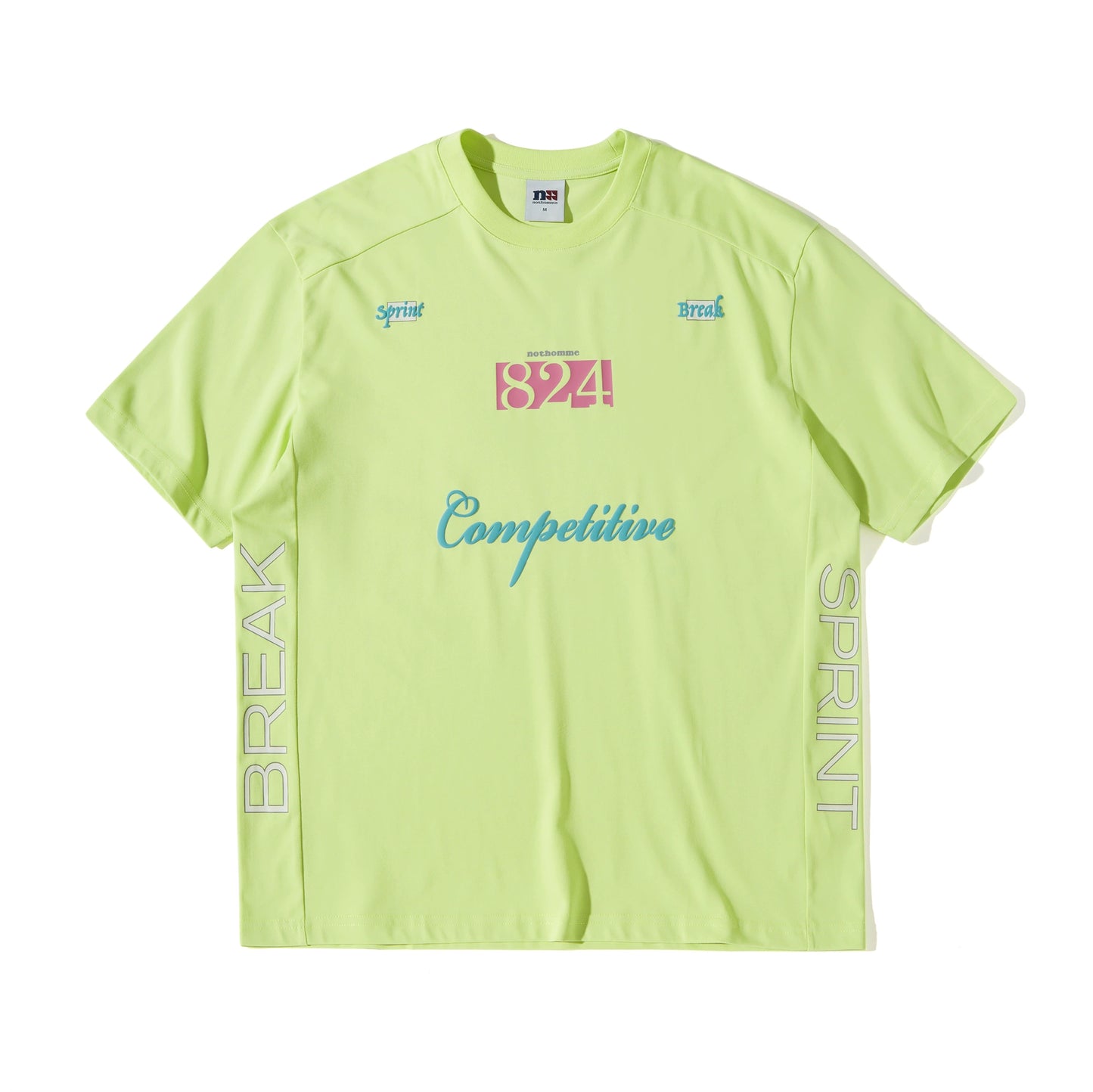 吸湿発散性コントラストレタープリントルーズ半袖Tシャツ N08175