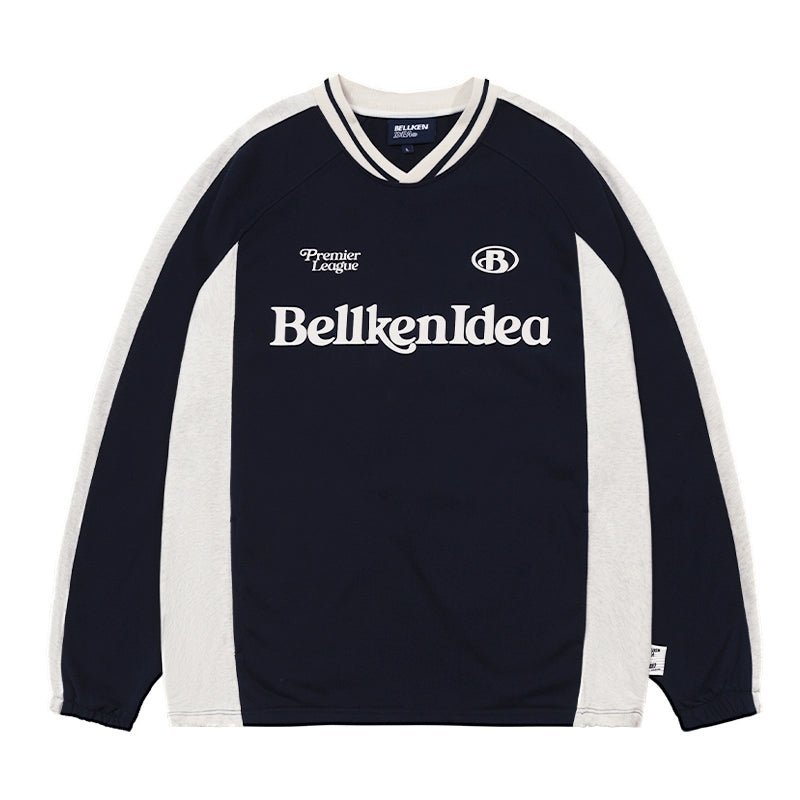 HEAVYWEIGHT LOOSE BASEBALL ROUND NECK SWEATER B19182