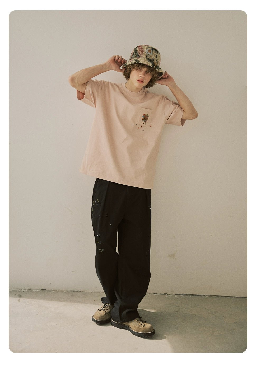刺繍スモールポケットデザインTシャツ N051416