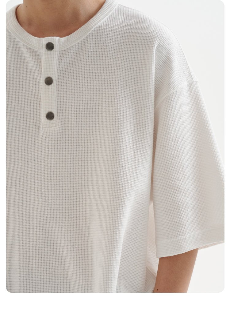 ヘンリーカラービンテージワッフル半袖Tシャツ B04093