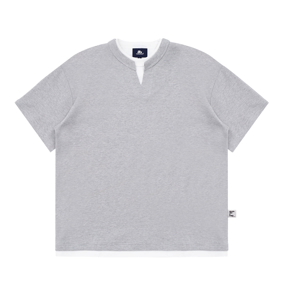 ワッフルレイヤードVネック半袖Tシャツ B04285
