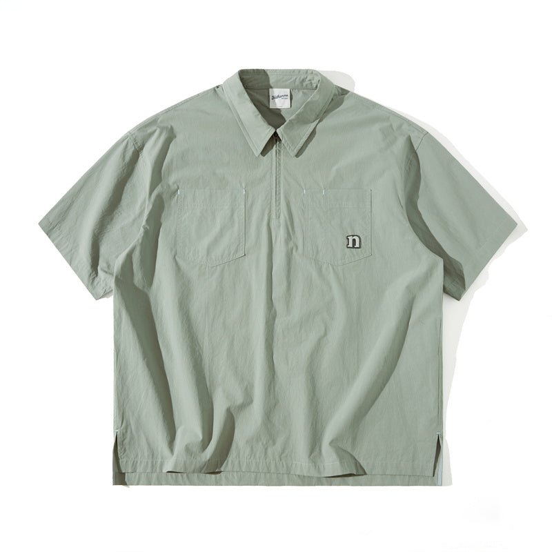HALF ZIP COTTON SHORT SLEEVE SHIRT N69444