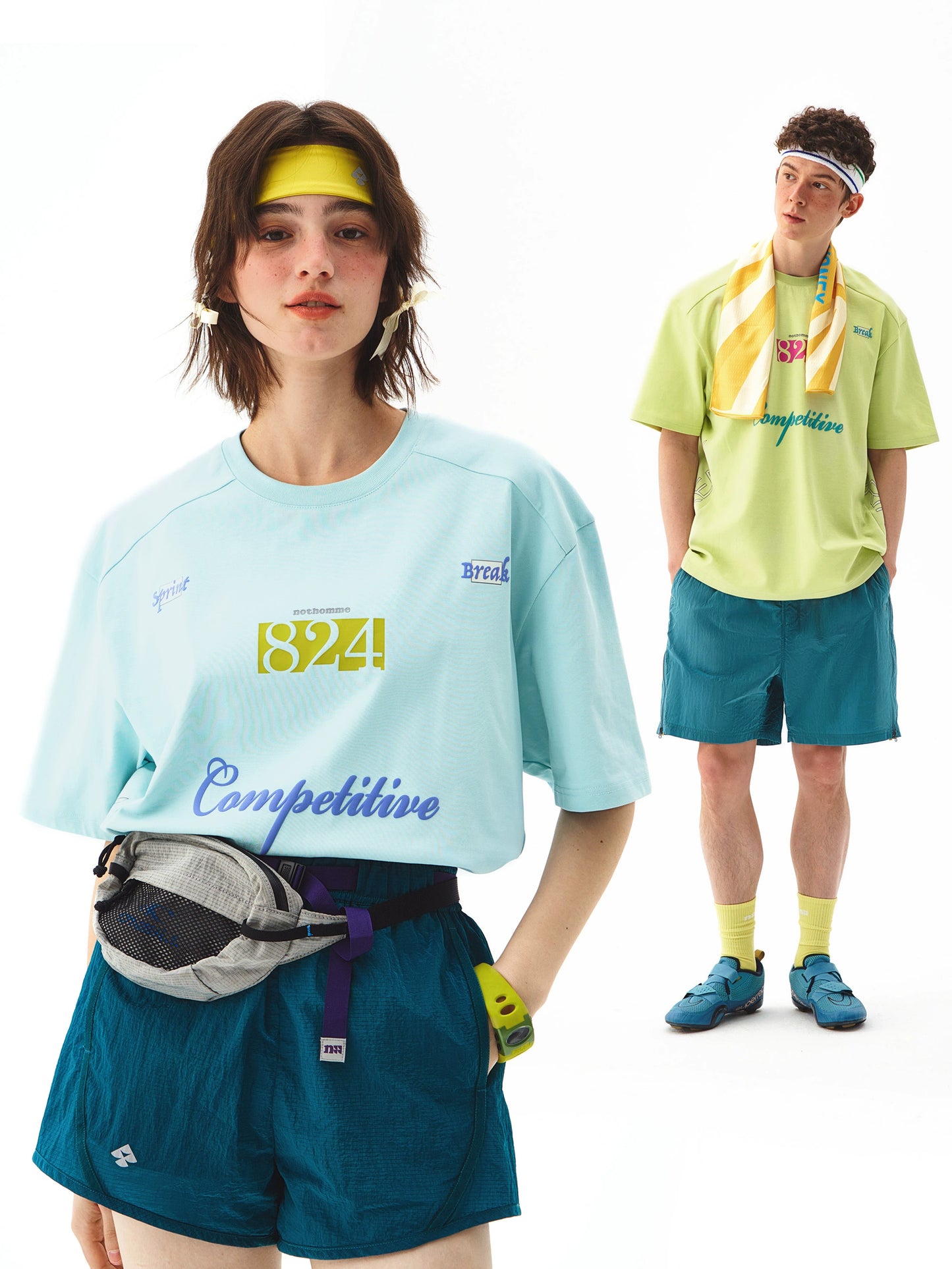 吸湿発散性コントラストレタープリントルーズ半袖Tシャツ N08175