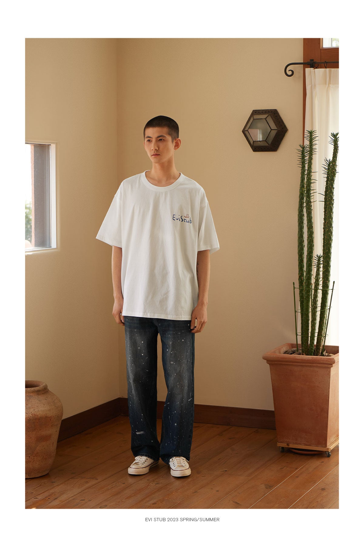 HAND-DRAWN ILLUSTRATION COTTON T-SHIRT E68643