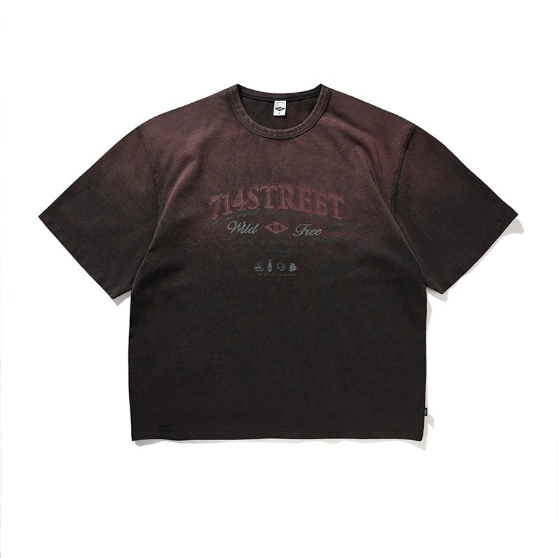 アメリカンウォッシュプリント半袖Tシャツ S04051