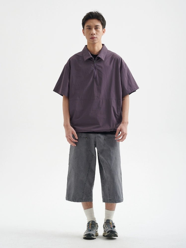 通気性メッシュハーフジップ半袖ポロシャツ B08056