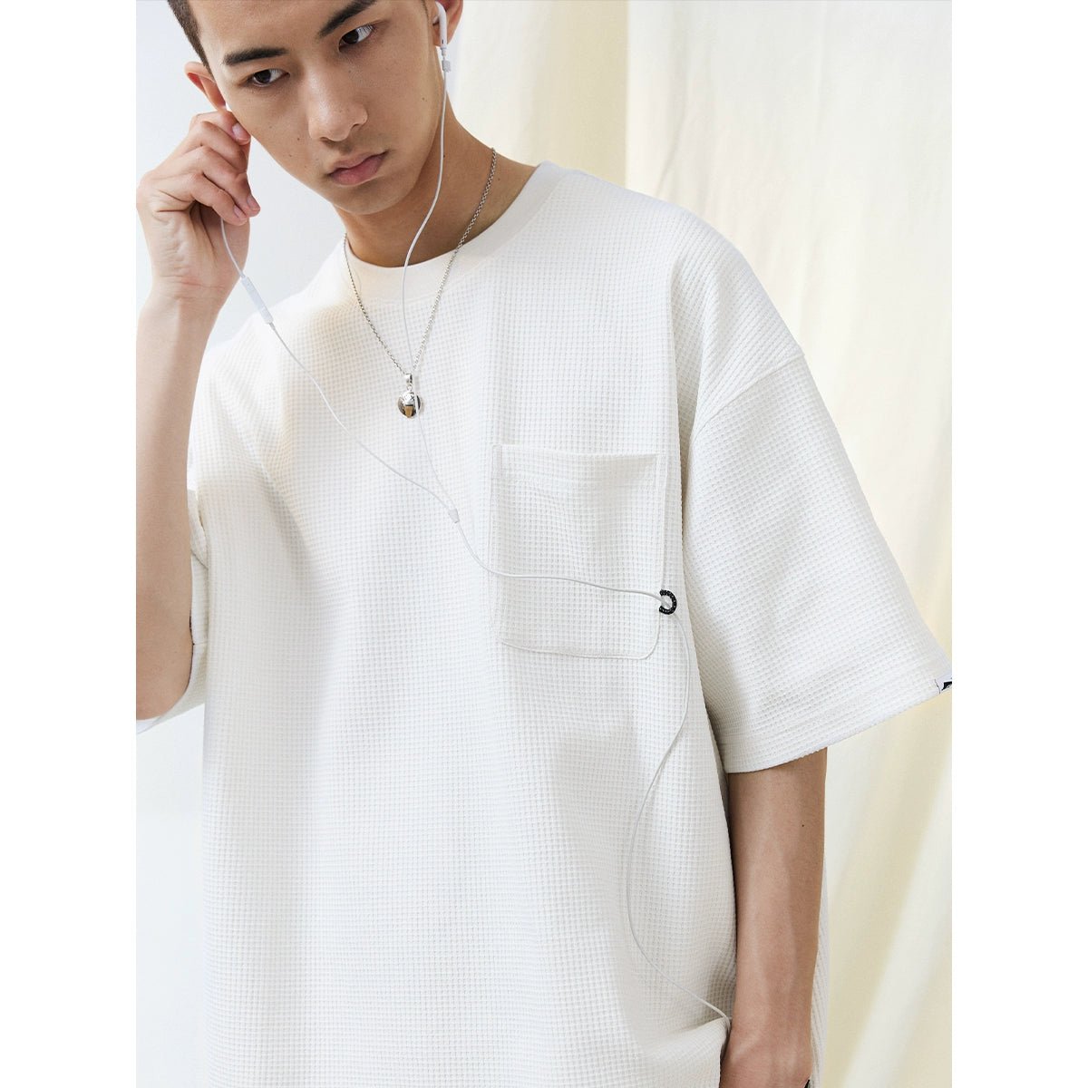 【X-STRETCHエクスポート生地】ワッフル5クォーター半袖Tシャツ R05012