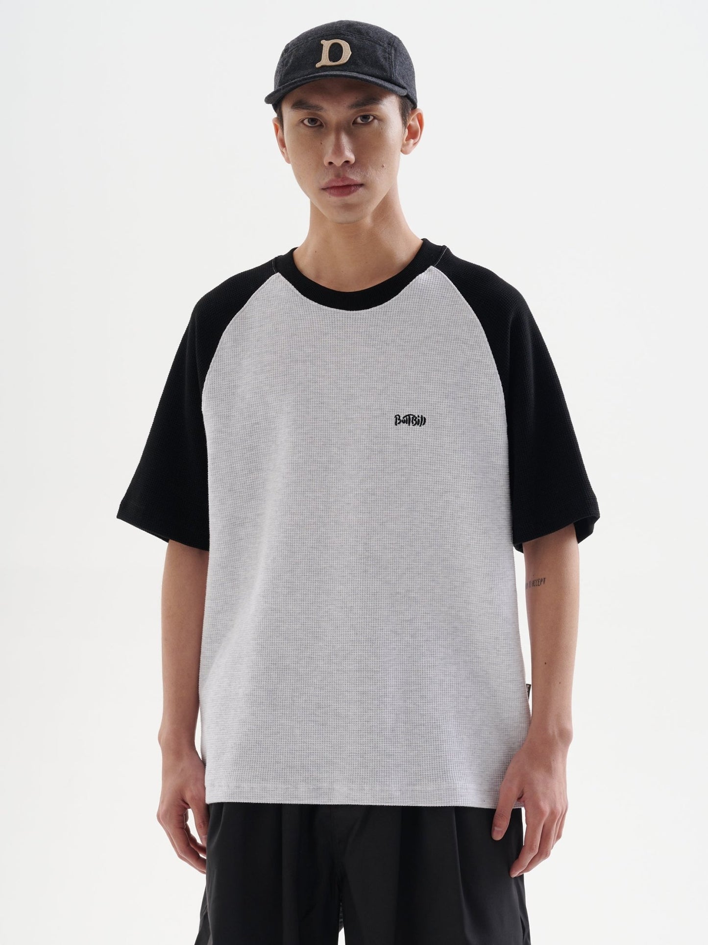 280G パッチワークコットンTシャツ B99113