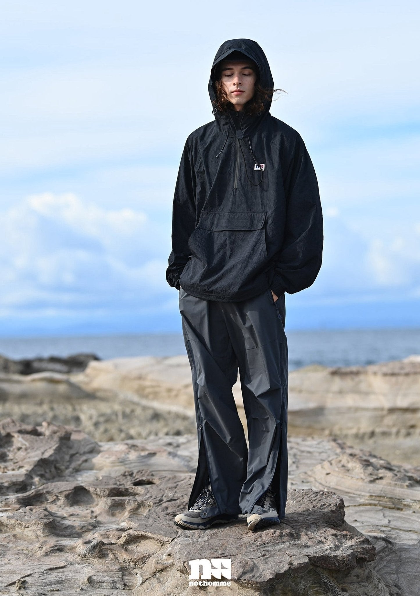 HALF OPEN COLLAR HOODED JACKET UPF50+ N22257