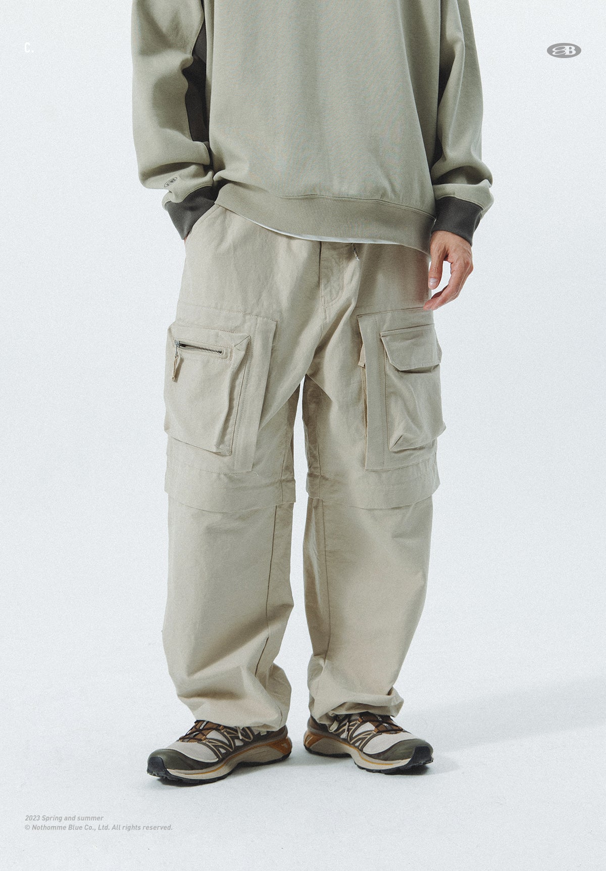 WASHED WORKWEAR DETACHABLE PARACHUTE PANTS N39332