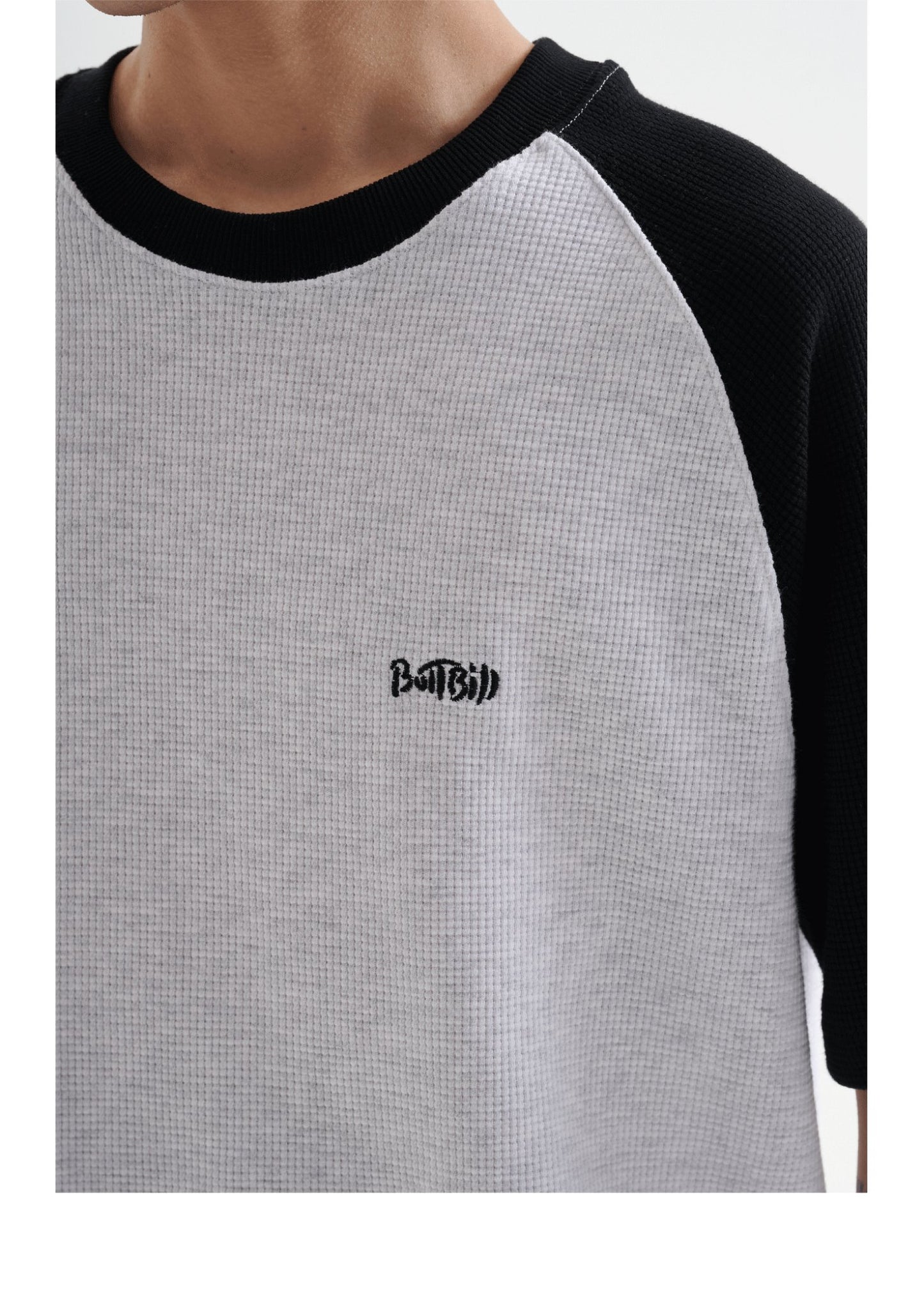 280G パッチワークコットンTシャツ B99113