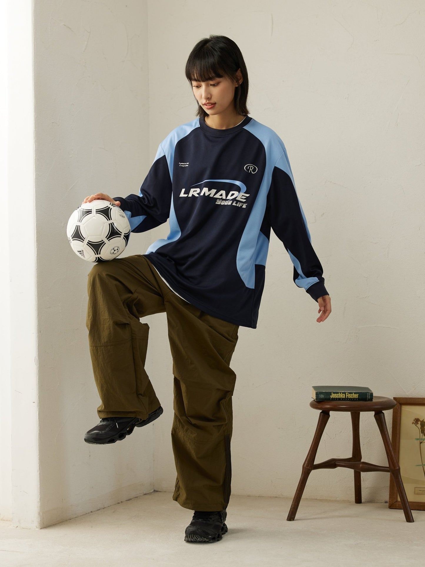 BREATHABLE PATCHWORK LONG SLEEVE JERSEY T-SHIRT L11370