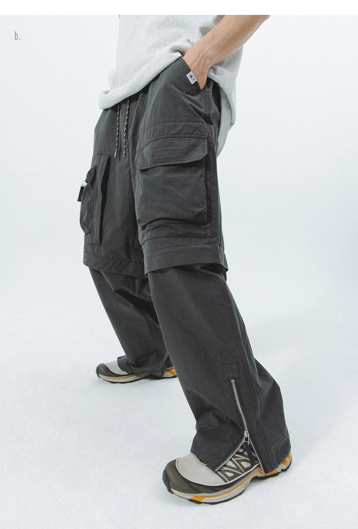 WASHED WORKWEAR DETACHABLE PARACHUTE PANTS N39332