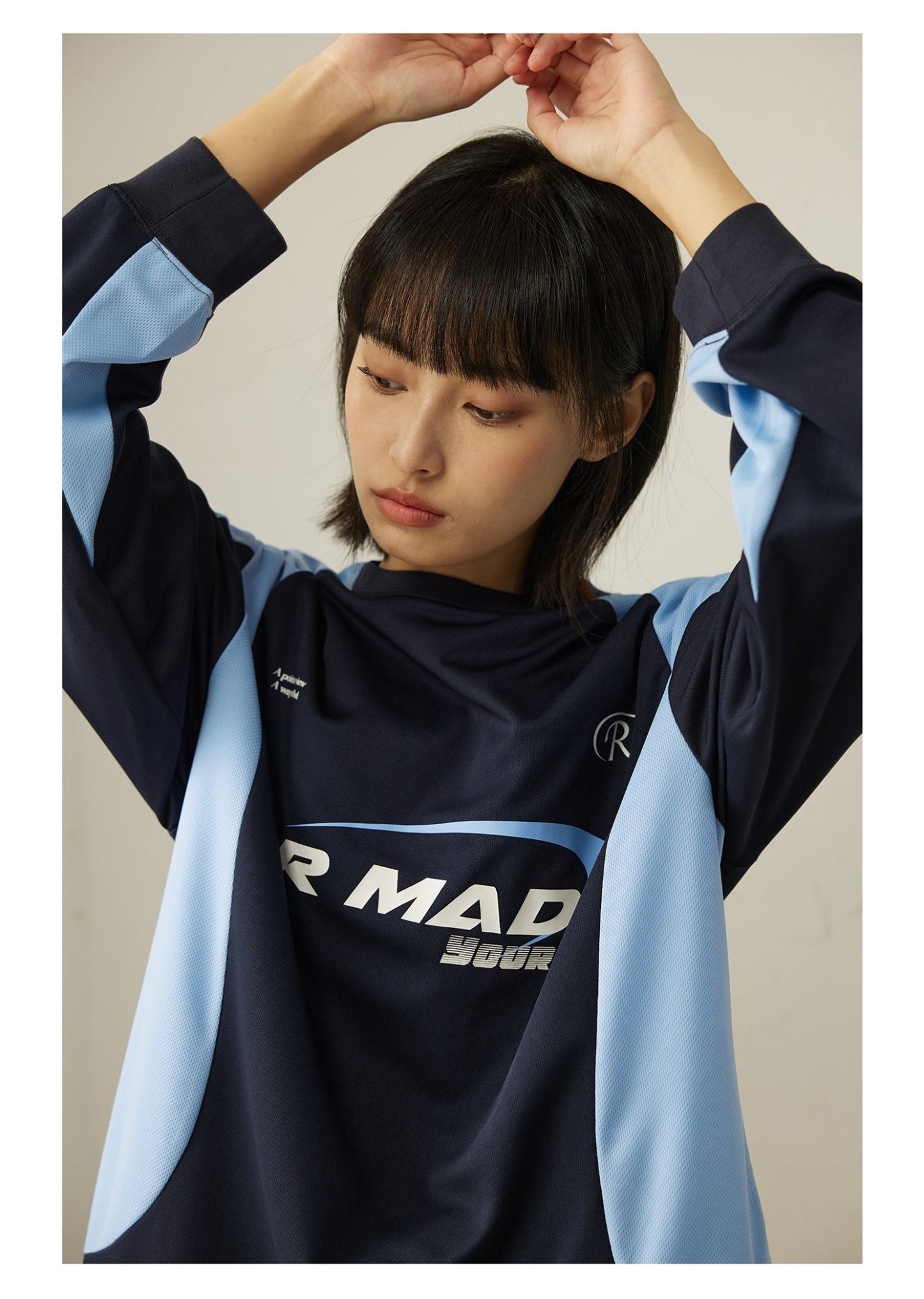 BREATHABLE PATCHWORK LONG SLEEVE JERSEY T-SHIRT L11370