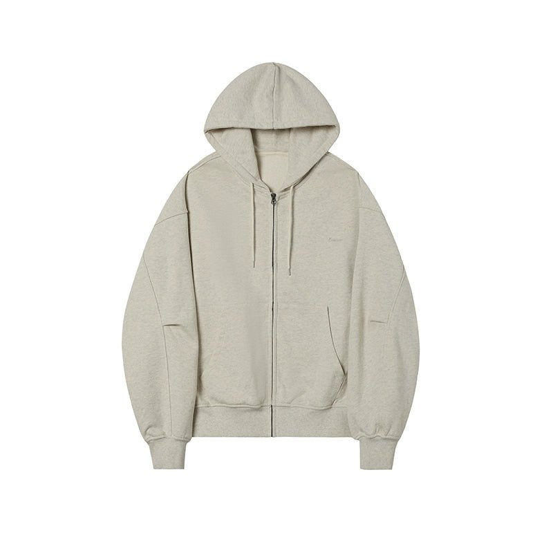 500G HEAVY WEIGHT BASIC RETRO ZIP HOODED SWEATSHIRT E09331