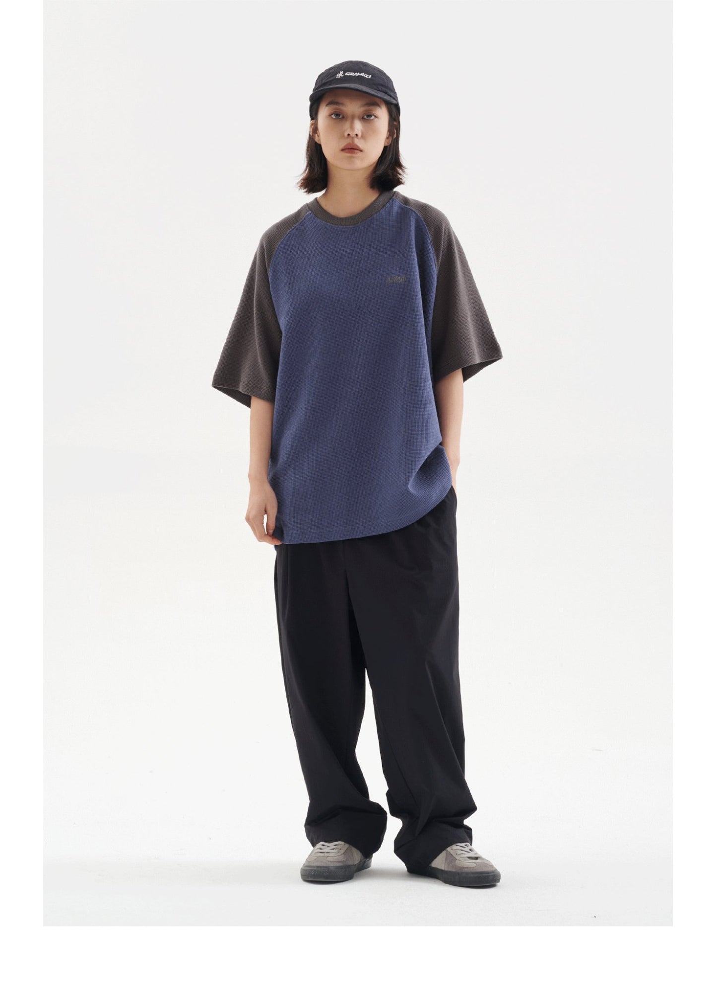280G パッチワークコットンTシャツ B99113
