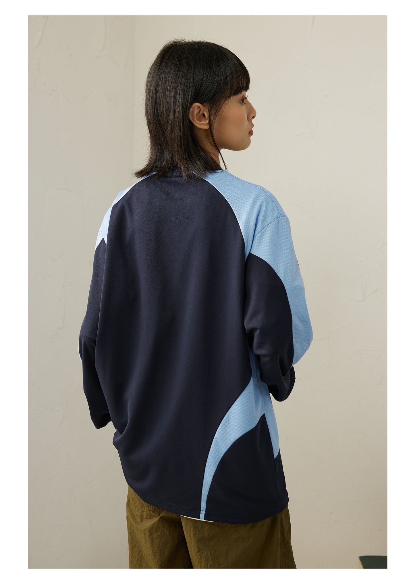 BREATHABLE PATCHWORK LONG SLEEVE JERSEY T-SHIRT L11370