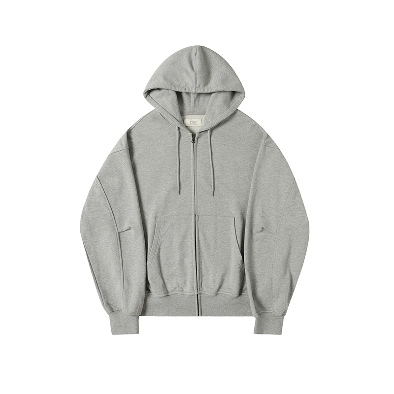 500G HEAVY WEIGHT BASIC RETRO ZIP HOODED SWEATSHIRT E09331