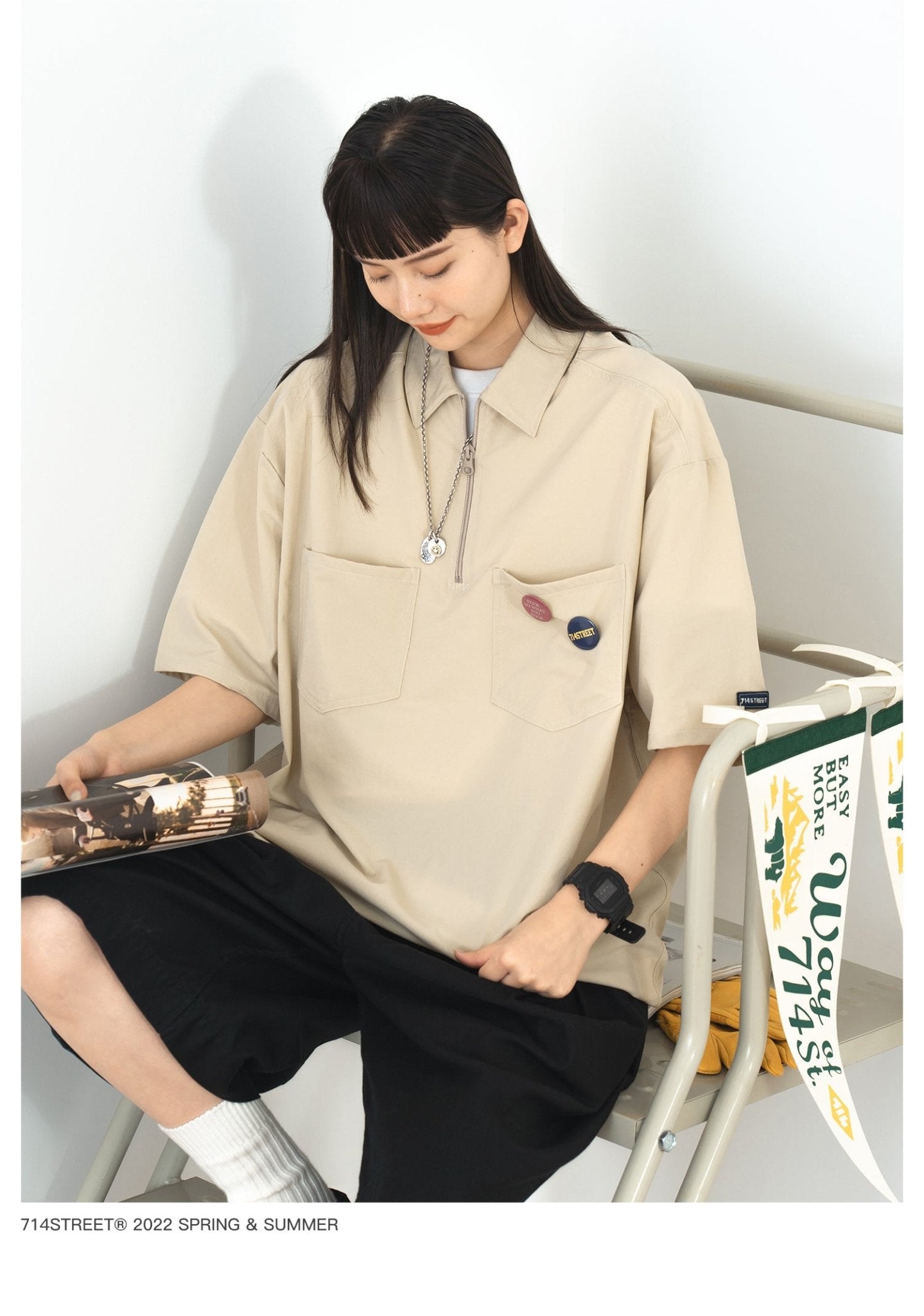 SHORT SLEEVE WORK ZIP POLO SHIRT S75752