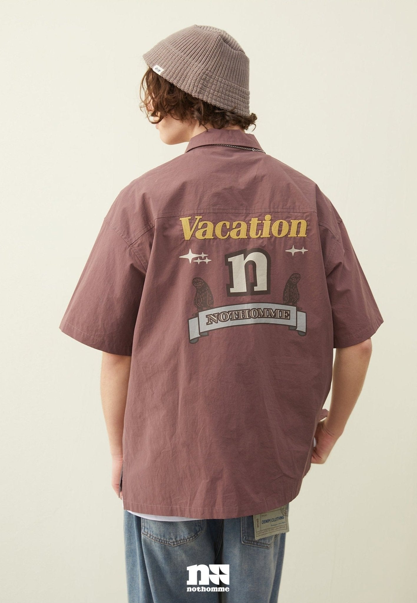 HALF ZIP COTTON SHORT SLEEVE SHIRT N69444
