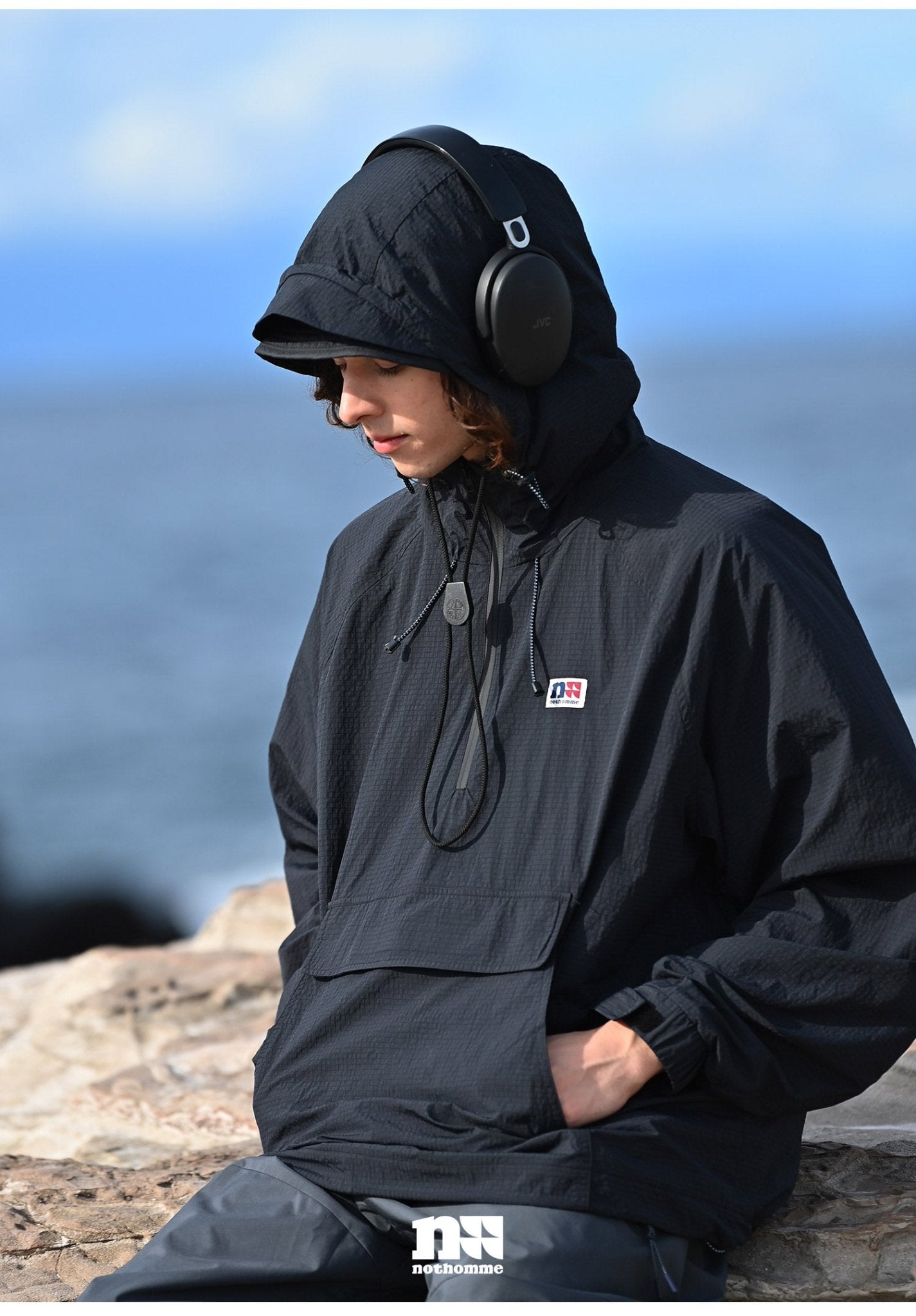 HALF OPEN COLLAR HOODED JACKET UPF50+ N22257
