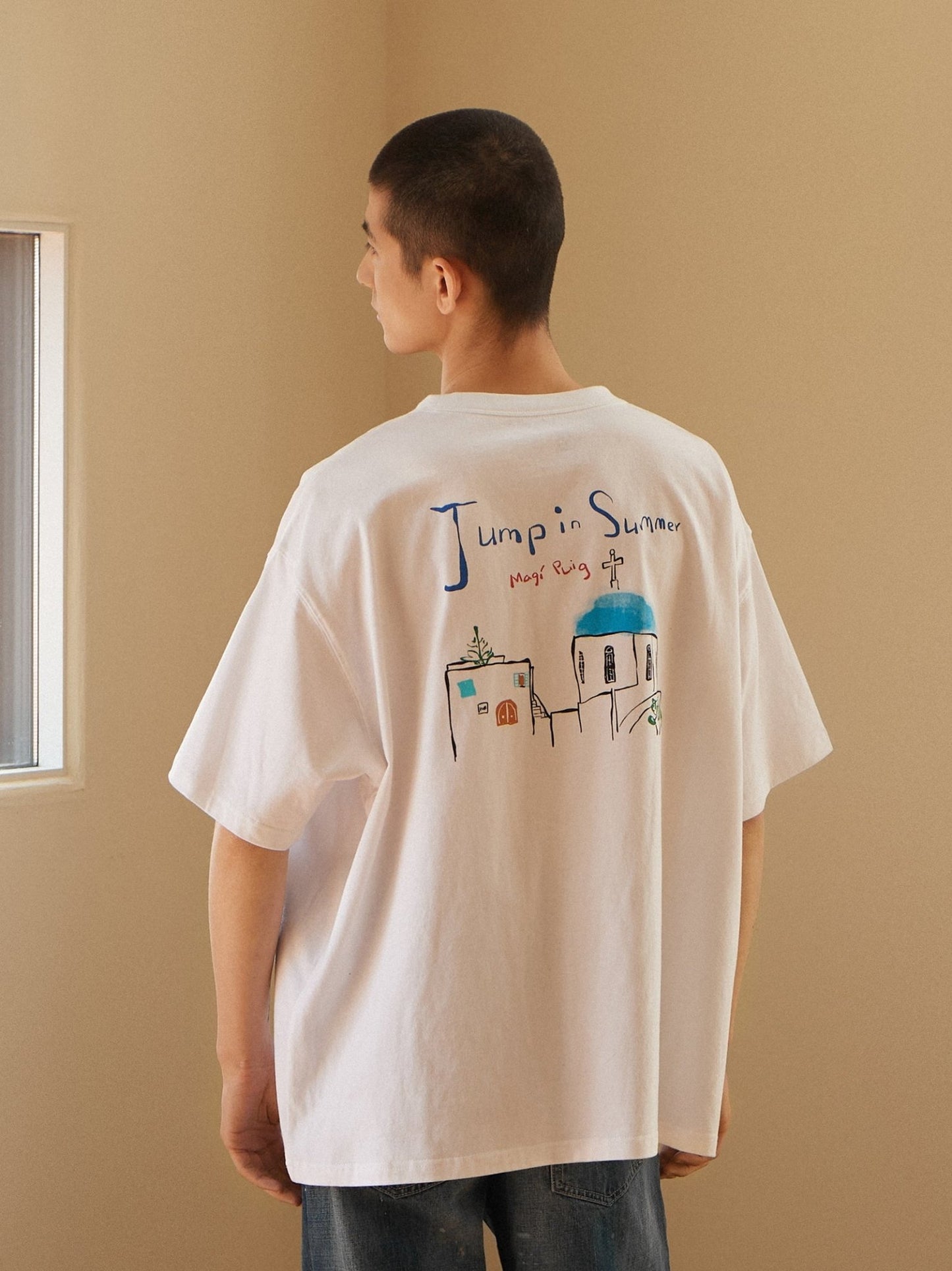 HAND-DRAWN ILLUSTRATION COTTON T-SHIRT E68643