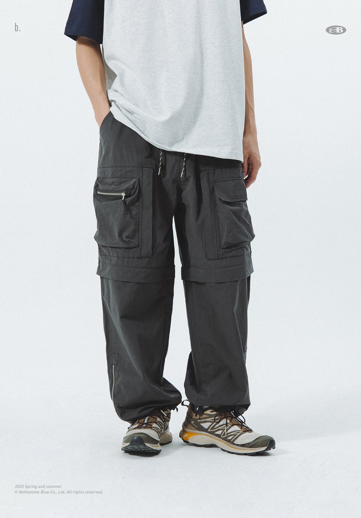 WASHED WORKWEAR DETACHABLE PARACHUTE PANTS N39332