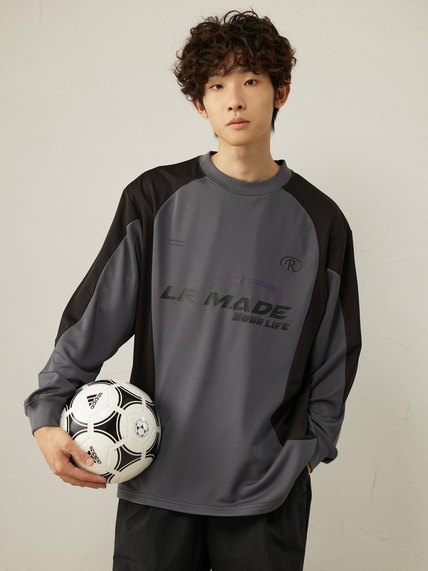 BREATHABLE PATCHWORK LONG SLEEVE JERSEY T-SHIRT L11370