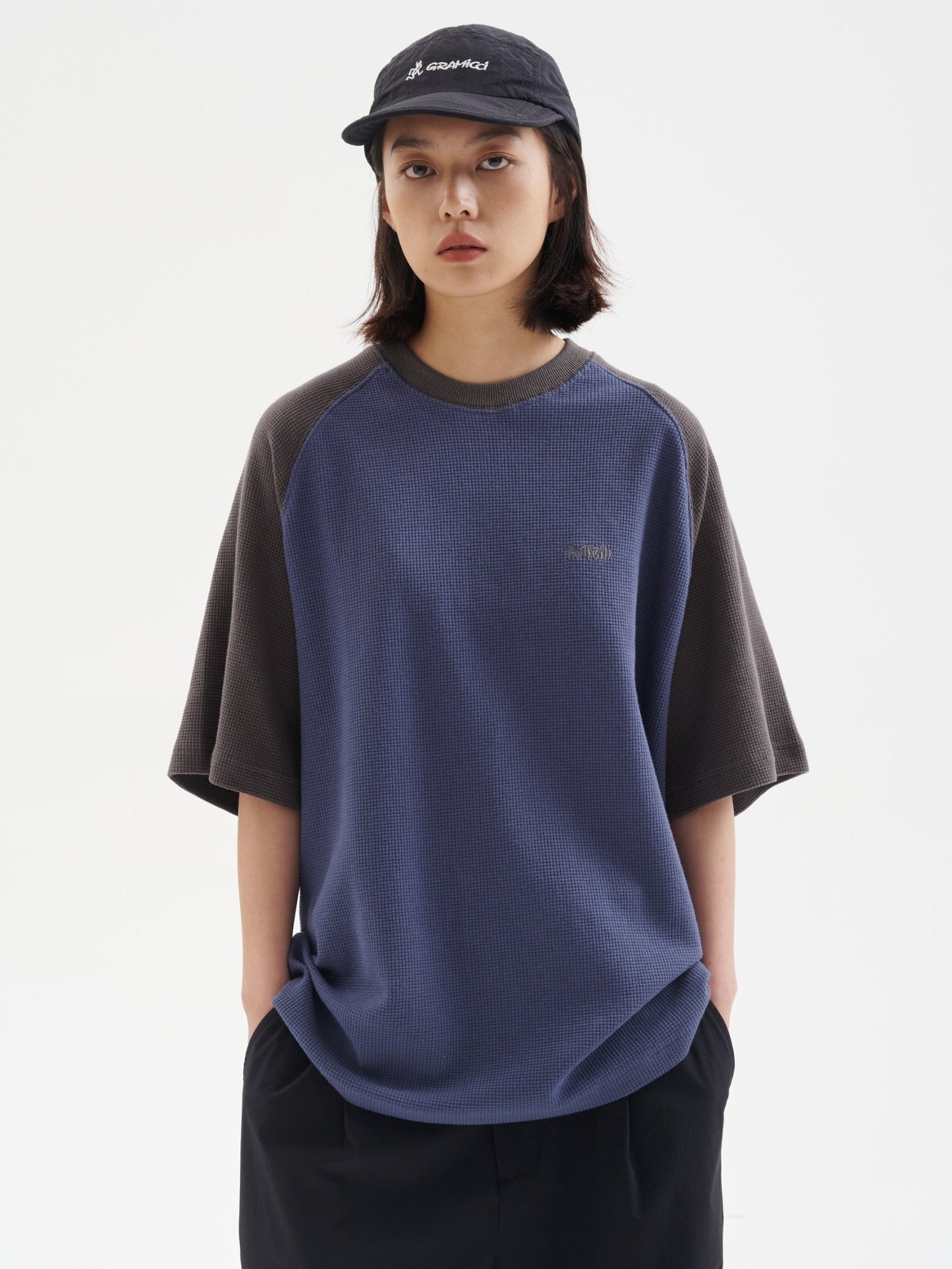 280G パッチワークコットンTシャツ B99113