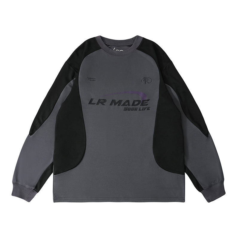 BREATHABLE PATCHWORK LONG SLEEVE JERSEY T-SHIRT L11370