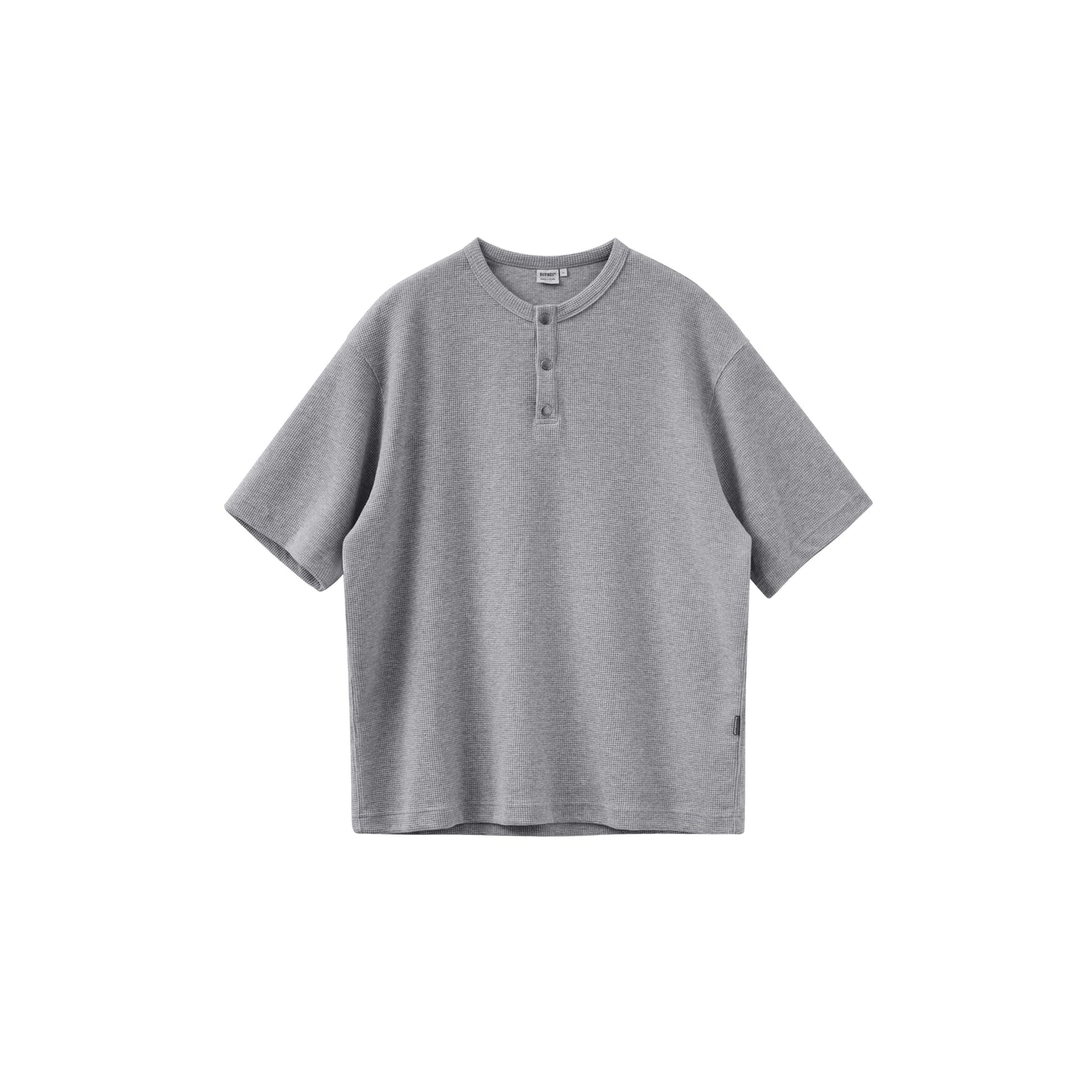 BUTTBILL 24SS 日本製ビンテージワッフル半袖Tシャツ ヘンリーカラー ルーズシルエットトップス 男性 B04093