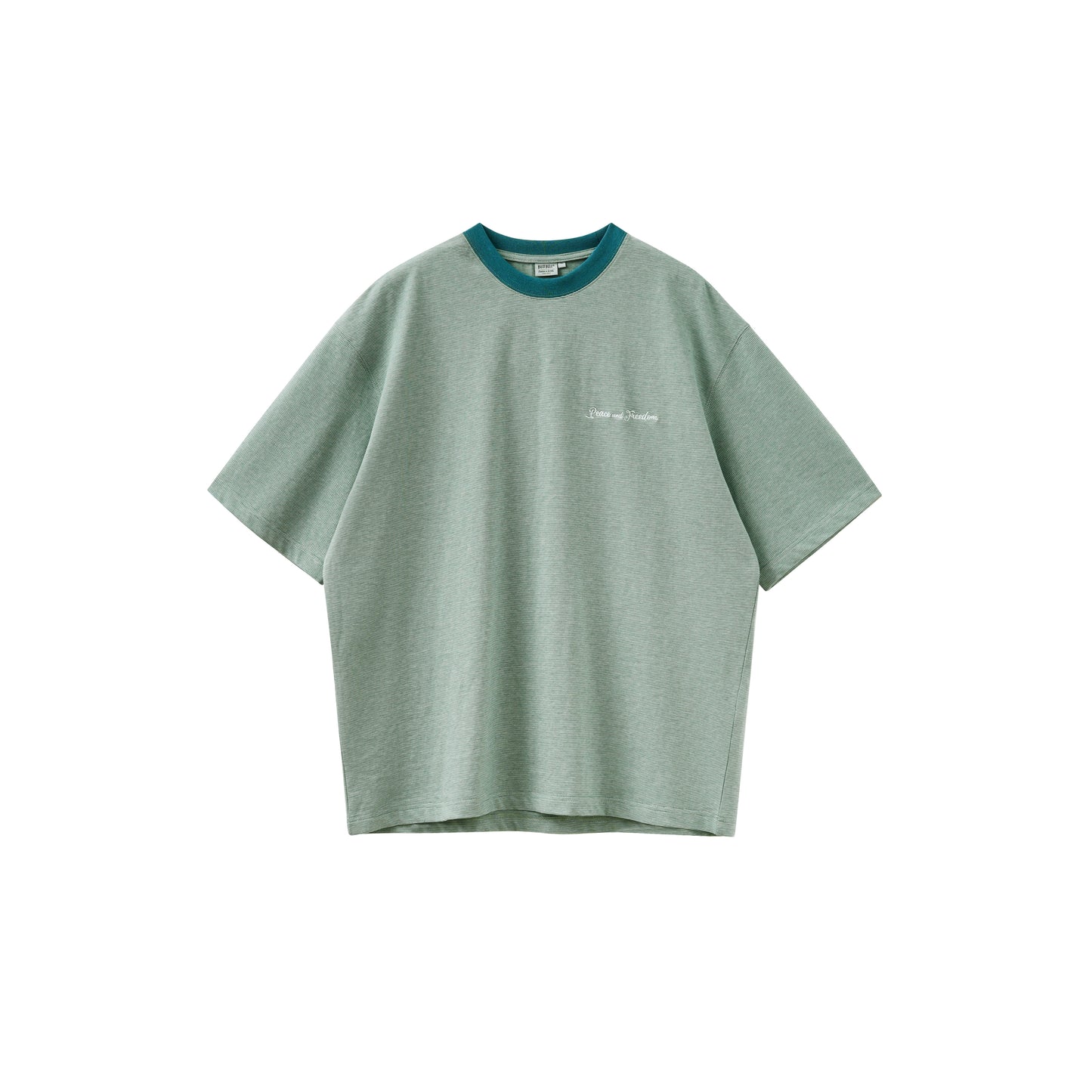 ファントムプレーンファブリック刺繍ストライプ半袖Tシャツ B04113