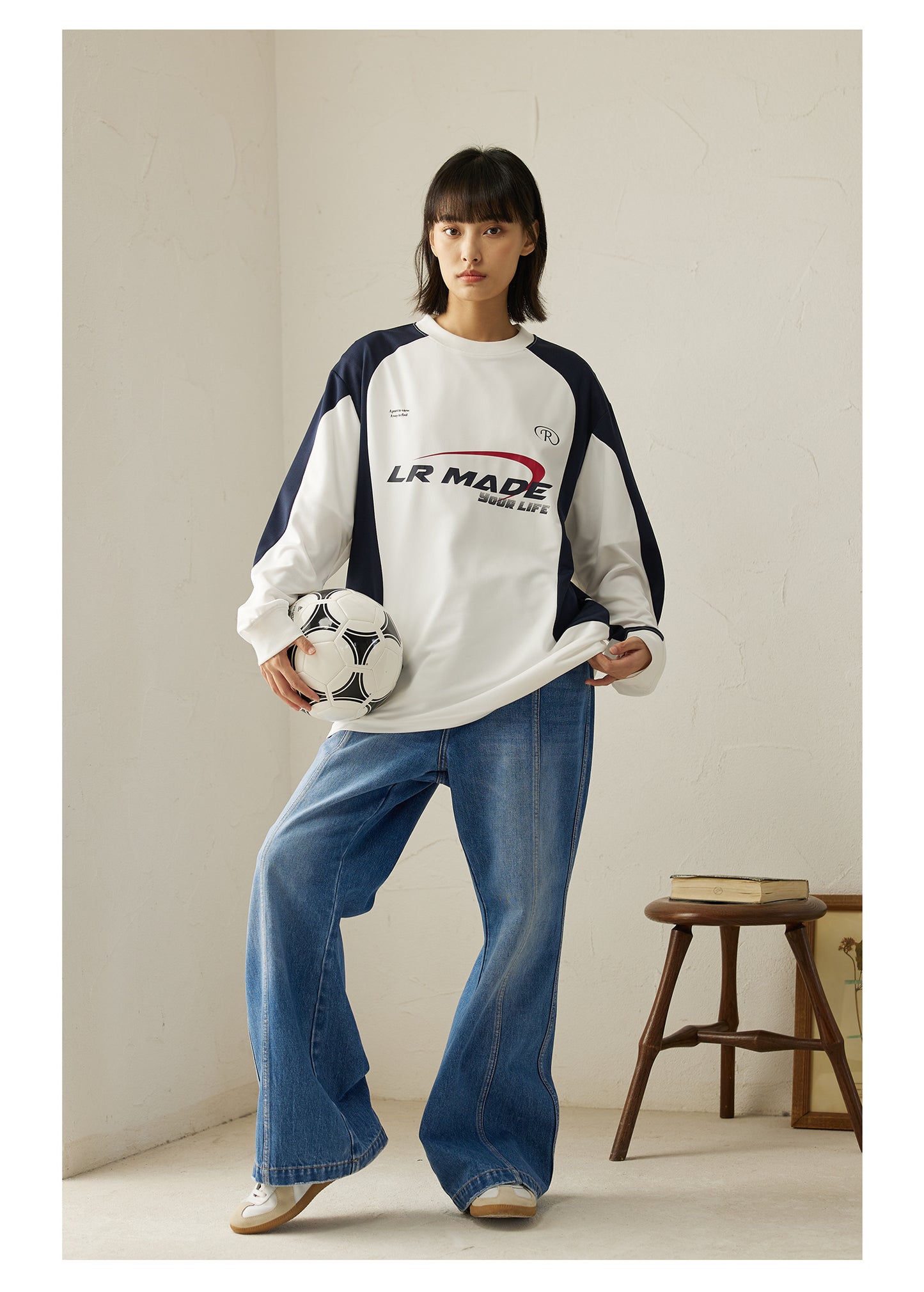 BREATHABLE PATCHWORK LONG SLEEVE JERSEY T-SHIRT L11370